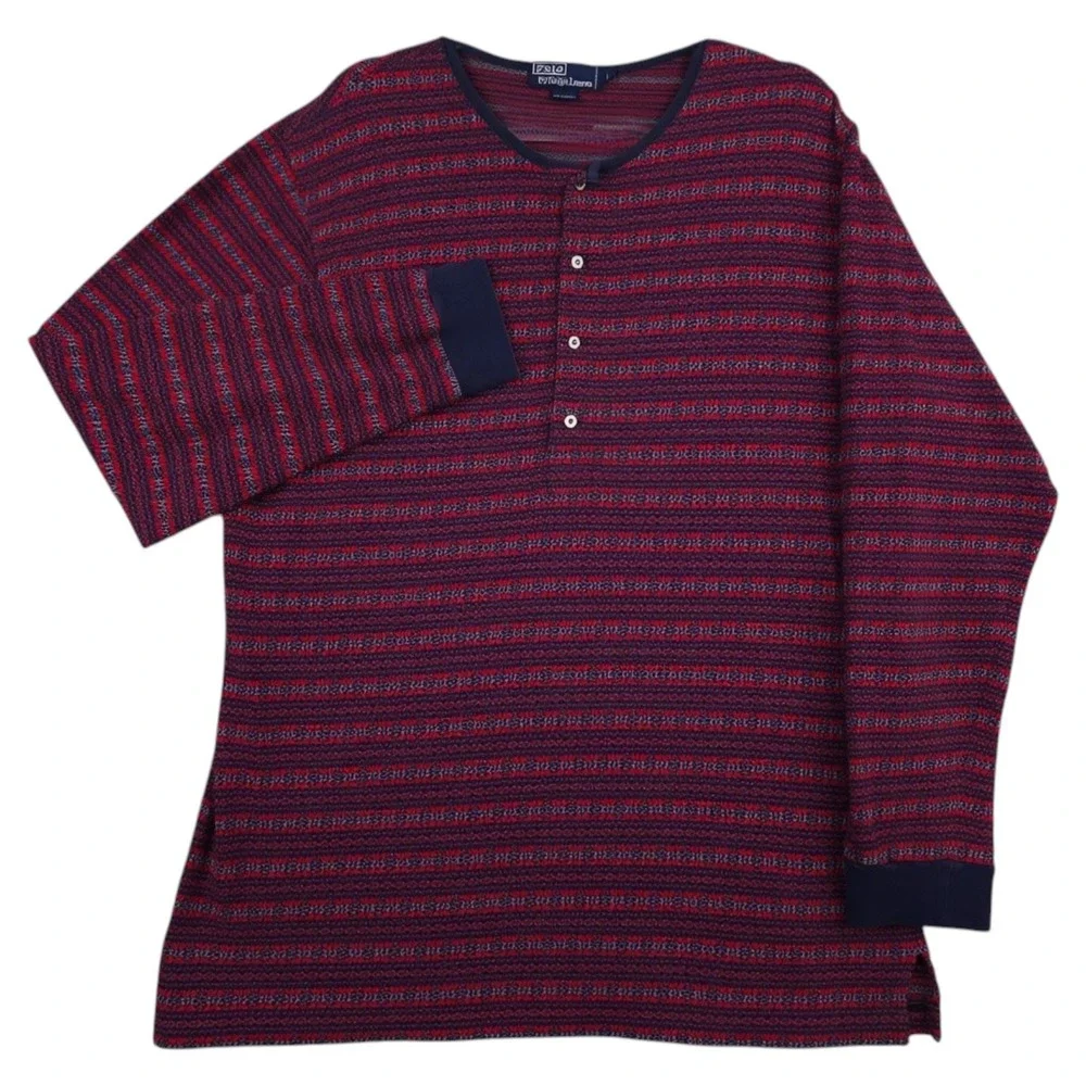 VTG Polo Ralph Lauren Shirt Men Large Red Blue Aztec Henley Southwestern 90s
